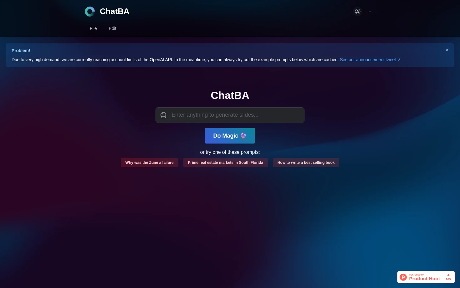 ChatBA 页面快照